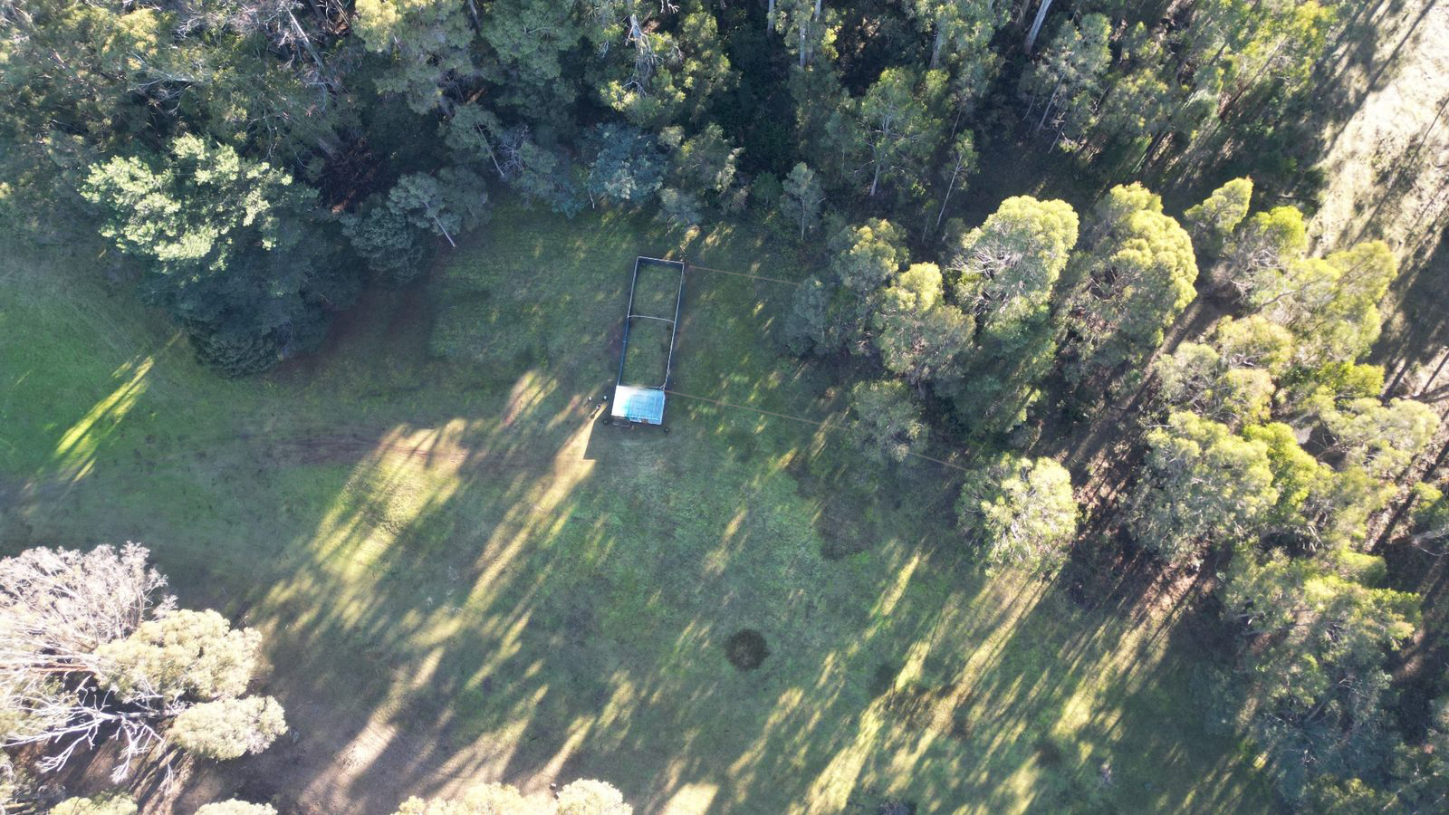 Aerial view of the Little Pouch Crew property surrounded by native bushland